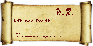 Wéner Radó névjegykártya